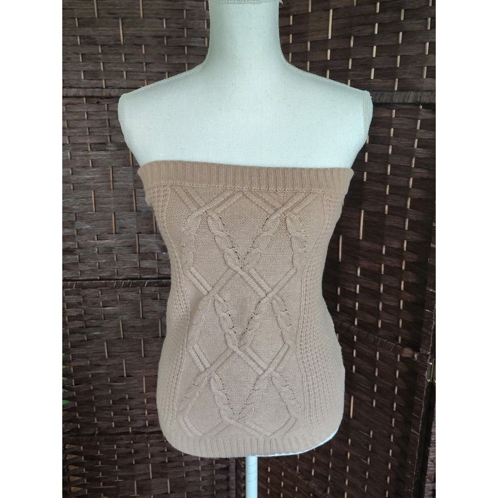 Lulus Women's Wool Acrylic Cable Knit Strapless Tube Top Medium